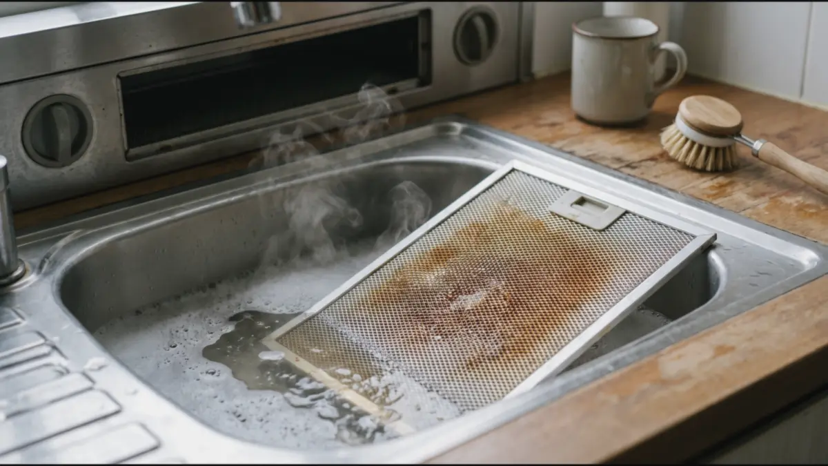 How to Clean Kitchen Hood Filters, Cabinets and Burners